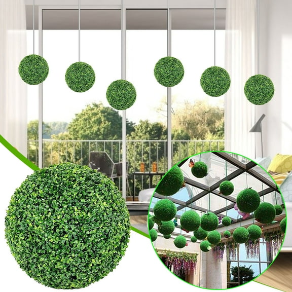 Horivan Topiary Balls Greenery Balls Decor Simulation Grass Pseudopeanut Grass Decoration Topiary