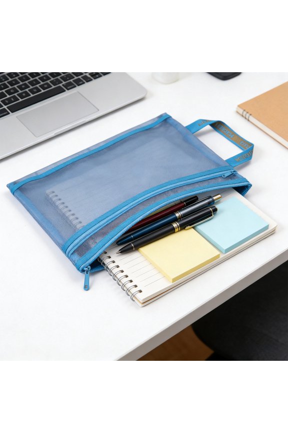 Transparent Mesh Zipper Pouch Large Capacity Organizer Bag for Office Travel Storage Cosmetic Toiletry Pencil Case Essentials