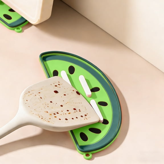 Horivan Watermelon Pot Lid Holder and Insulation Pad Heat Resistant Kitchen Organizer with Drainage Countertop Saver for Utensils Cutting Boards Hot Pans Durable Plastic Kitchen Decor