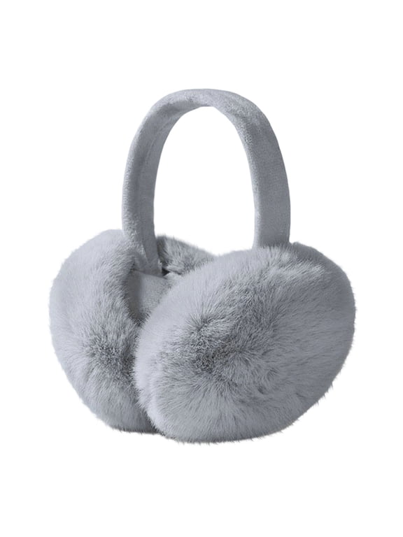 Winter Ear Muffs for Women Men Foldable Fleece Lined Windproof Thermal Earmuffs Cold Weather Ear Warmers for Outdoor Sports Faux Rabbit Fur Adjustable Headband