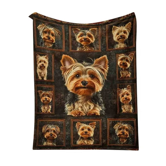 Horivan Yorkie Flannel Blanket Ultra Soft Cozy Pet Themed Throw for Adults Couch Bed Decor Yorkshire Terrier Dog Lover Gift Home Camping Accessory