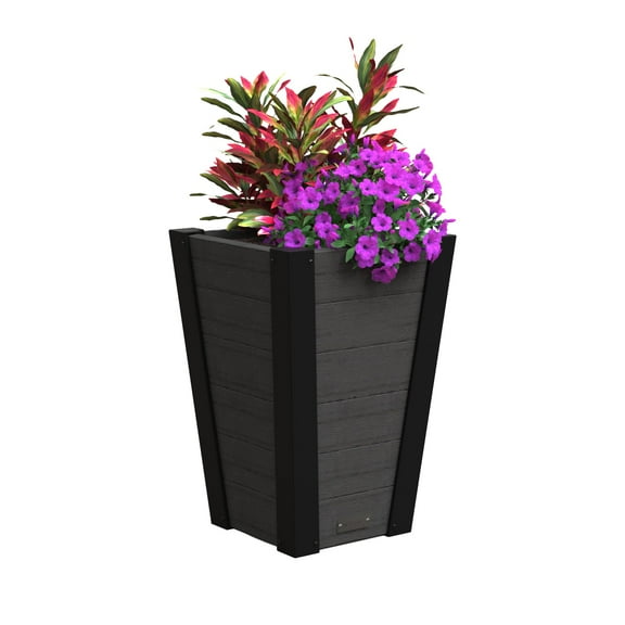 Horizon 22in Tall Tapered Planter - Charcoal