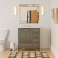 thumbnail image 1 of Horizon 36" Bathroom Vanity with Weathered Gray Cabinet and Carrara Marble Top, 1 of 7
