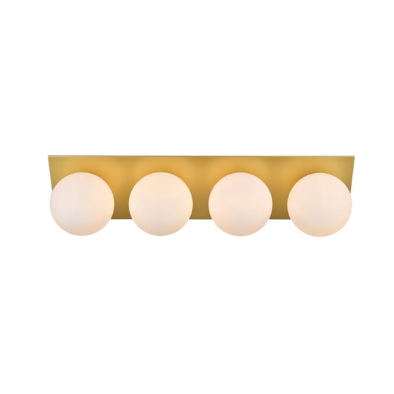 Horizon 4 Light Bath Sconce in Brass and frosted white