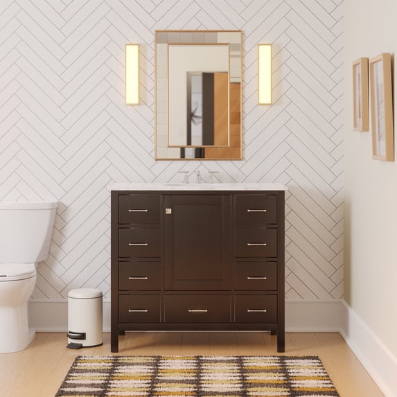 Horizon 42" Bathroom Vanity with Chocolate Cabinet and Engineered Carrara Top