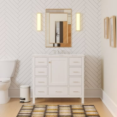 Horizon 42" Bathroom Vanity with White Cabinet and Engineered Carrara Top
