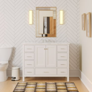 Horizon 48" Bathroom Vanity with White Cabinet and Engineered Carrara Top