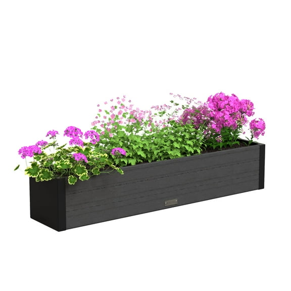 Mayne Horizon 48" x 10" x 9" Rectangle Charcoal Plastic Window Box Planter