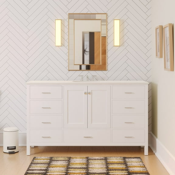 Horizon 60" Single Bathroom Vanity with White Cabinet and Engineered White Top