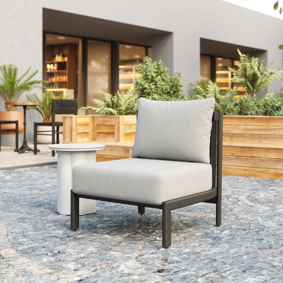 Horizon Accent Chair Gray Accent Chair, Modern Style, Removable and washable cushion cover, Aluminum, Outdoor Living