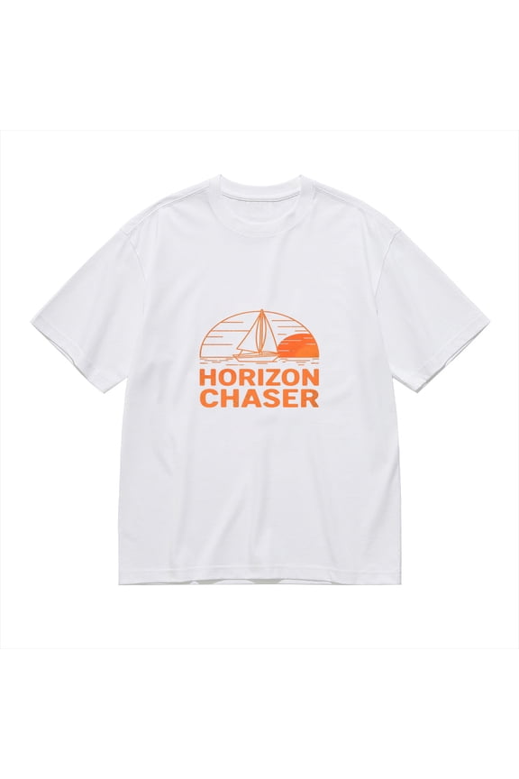 Horizon Chaser, Sunset Sailing Print 1, Vintage T Shirt, Cotton T-Shirt for Men, 23611300,3XL
