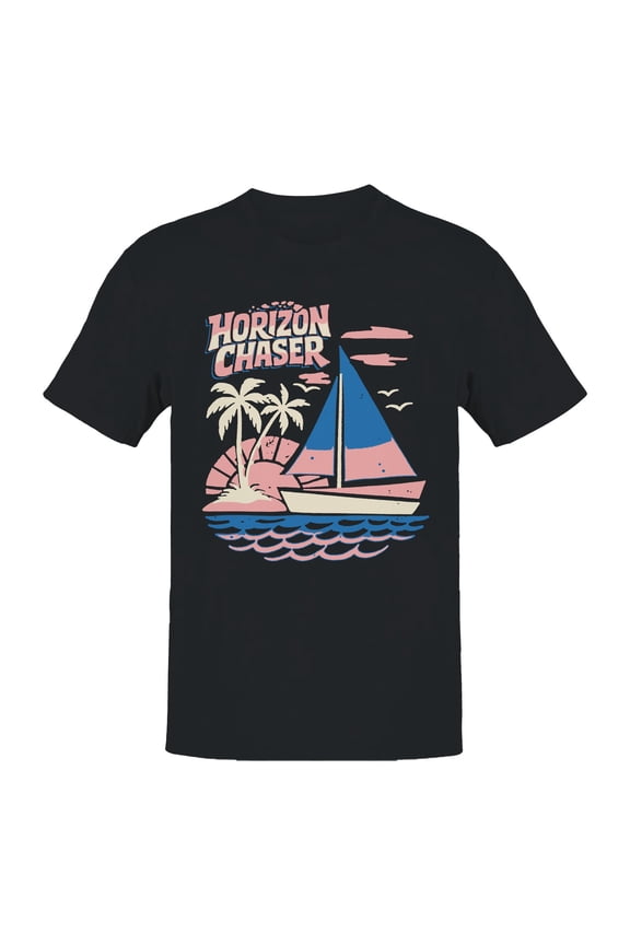 Horizon Chaser Vintage Sailing Art Men's T-shirt Black