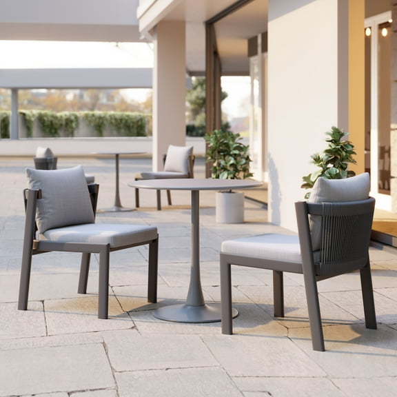 Horizon Dining Chair Gray Dining Chair, Modern Style, Removable and washable cushion cover, Aluminum, Outdoor Dining