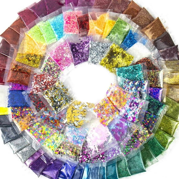 Horizon Group USA Assorted Glitter 90 Pack, Includes Fine, Neon Glitter, Shapes, Foil Glitter & More, Great For Resin Projects, Group Arts and Crafts, DIY Projects, Back to School Supplies & Art Class Glitter 90-Pack