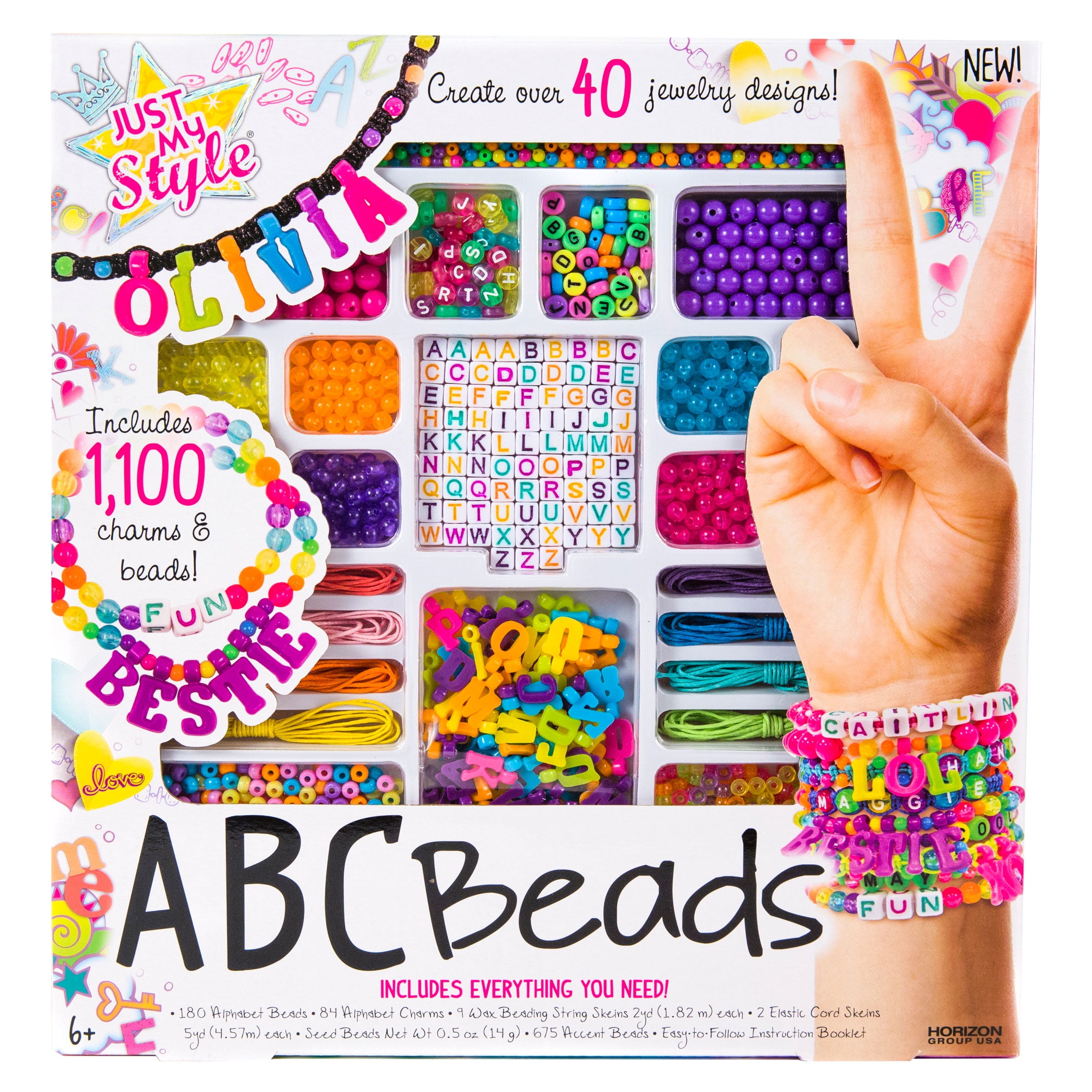 Love, Diana ABC Friendship Bead Case by Horizon Group USA, Create 30  Accessories, Includes 800+ Beads, Charms, Elastic Cording with Shoelace  Ends