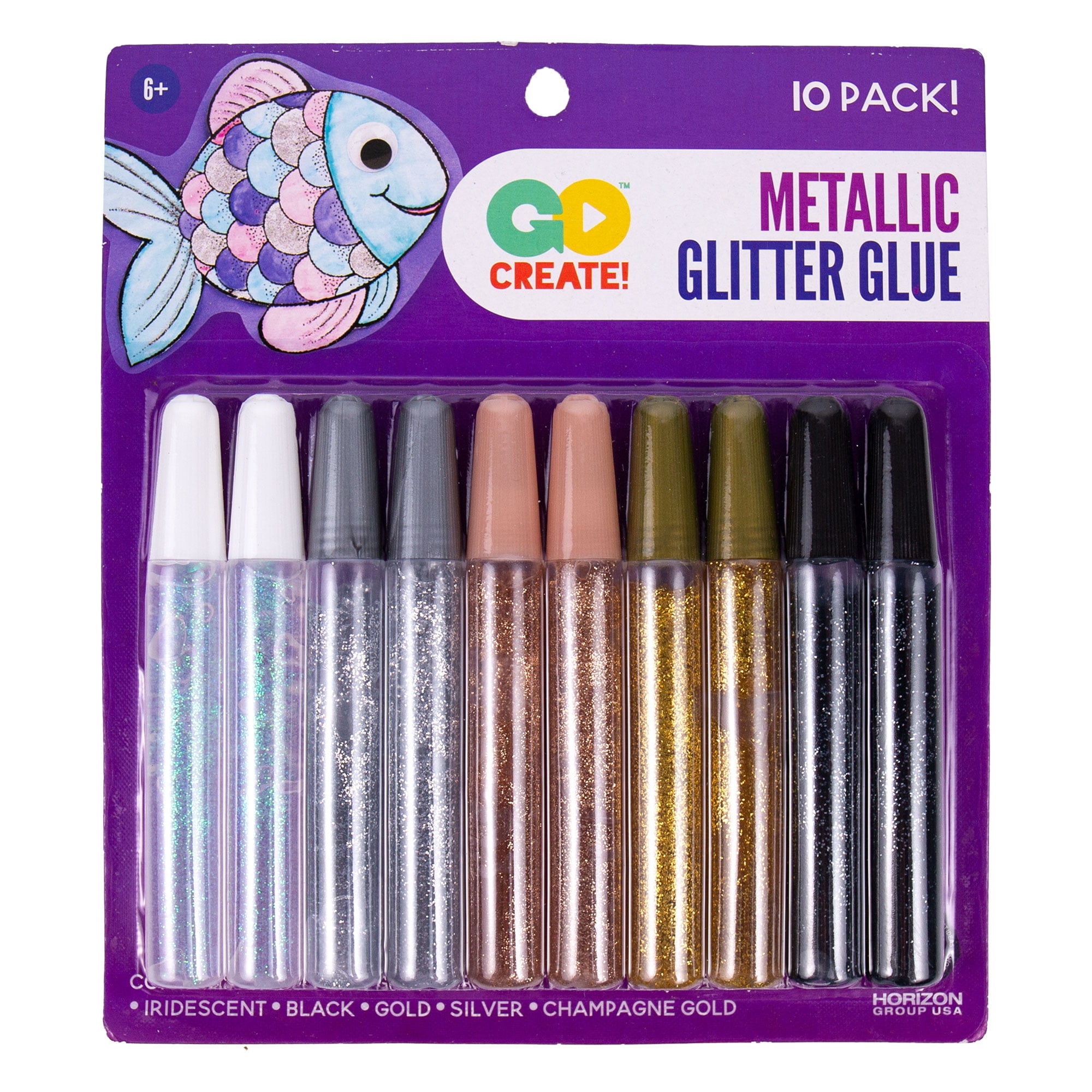 Horizon Group USA Metallic Glitter Glue, 10 Piece
