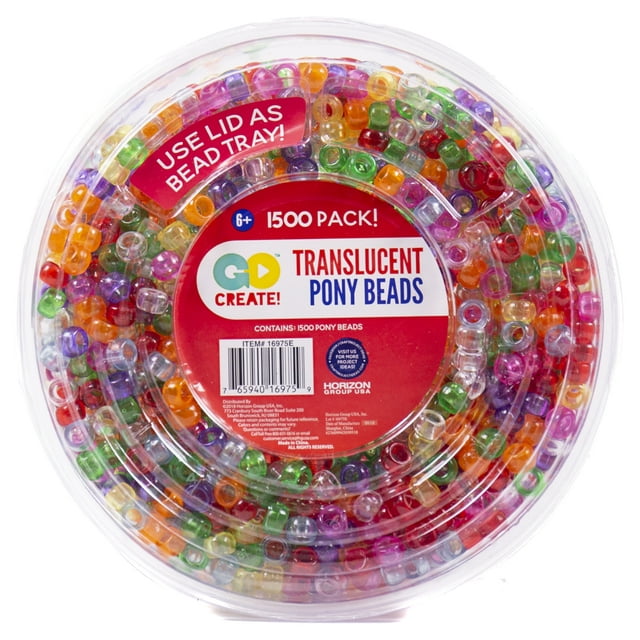 Horizon Group USA Translucent Multi-Color Pony Beads, 1500 Piece