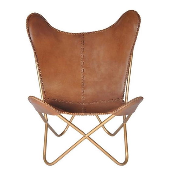 Horizon Interseas H-1343 CHESTNUT LEATHER BUTTERFLY CHAIR