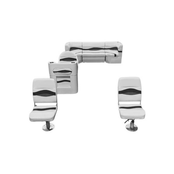 Horizon Manufacturing Elite Pontoon Furniture Set 10 PC Elite 005 White/Red/Charcoal