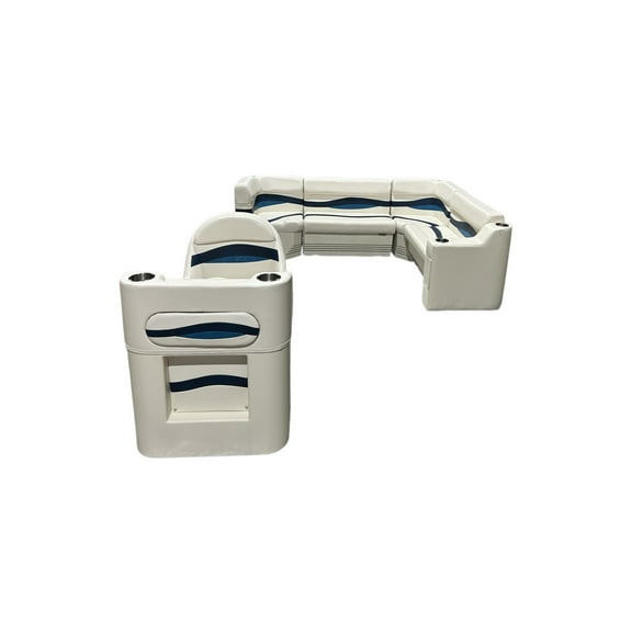 Horizon Manufacturing Elite Pontoon Furniture Set 11PC Elite 009 White/Navy/Blue