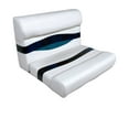 thumbnail image 1 of Horizon Manufacturing Elite Series 28" Pontoon Bench Seat Cushion Set 3200-AADK White/Navy/Blue (Base sold Separate 3009-AB), 1 of 4