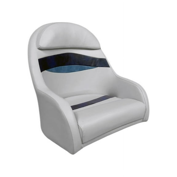 Horizon Manufacturing Elite Series Pontoon Bucket Style Captain Chair 3206-ABDK Grey / Navy / Blue