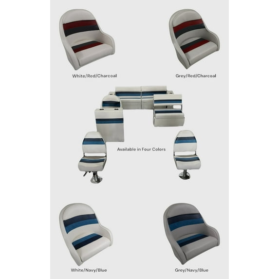 Horizon Manufacturing Pontoon Furniture Set 12 PC Premium 011 Grey/Navy/Blue