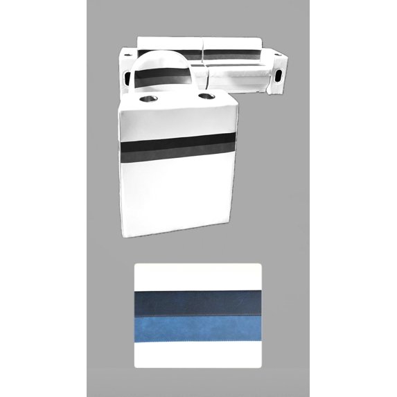 Horizon Manufacturing Pontoon Furniture Set 8 PC Premium 004 White/Navy/Blue