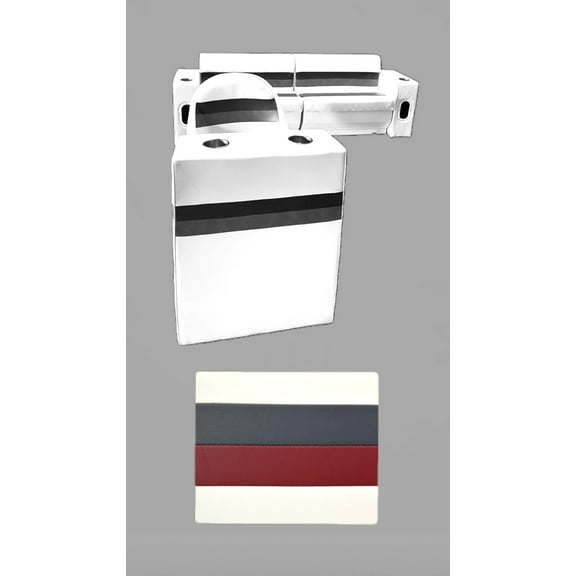 Horizon Manufacturing Pontoon Furniture Set 8 PC Premium 004 White/Red/Charcoal