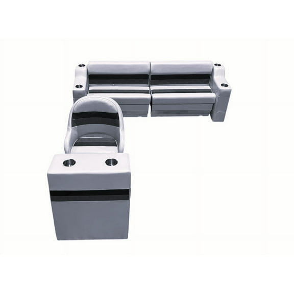 Horizon Manufacturing Premium Pontoon Furniture Set 8 PC Premium 019 ABEC Gray/Red/Charcoal