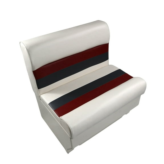 Horizon Manufacturing Premium Series 28" Pontoon Bench Seat Cushion Set W/Base White/Red/Charcoal 3000AAEC