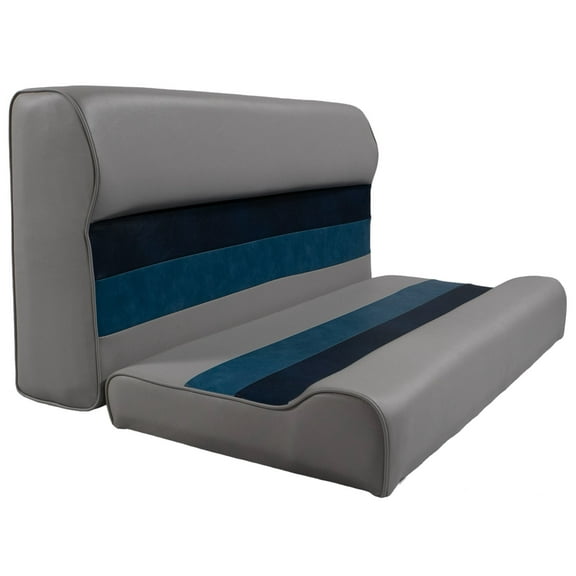 Horizon Manufacturing Premium Series 37" Pontoon Bench Seat Cushion Set 3001-ABDK Grey / Navy / Blue ( Base sold Separate 3010-AB)