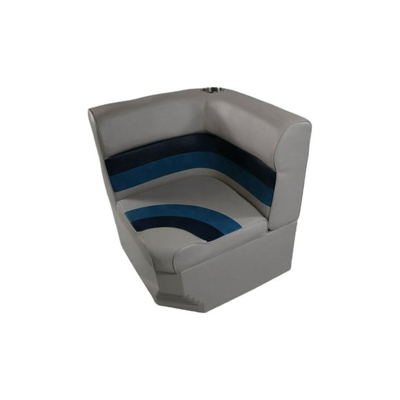 Horizon Manufacturing Premium Series Pontoon Radius Corner Cushion Set/Base 3007-AADK White/Navy/Blue