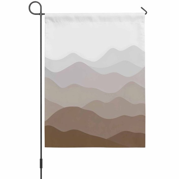 Horizon Mountain Garden Flag 12 x 18 Inches, Minimalist Taupe Brown Ridge Valley Weather Proof Outdoor Patio Flags Double Sided Small Garden Decoration for Yard Outside Home