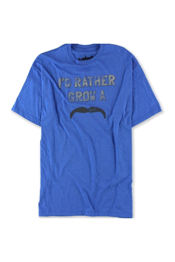 Mens Moustache Graphic T-Shirt, Blue, X-Large