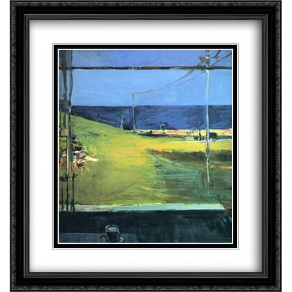 Horizon Ocean View 2x Matted 28x30 Large Black Ornate Framed Art Print by Richard Diebenkorn