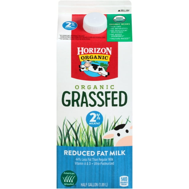 Horizon Organic 2% Reduced Fat Grassfed Milk, Half Gallon