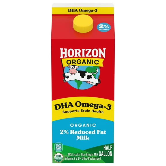 Horizon Organic DHA Omega-3 2 Percent Milk, DHA Reduced Fat Milk, 64 fl oz Carton