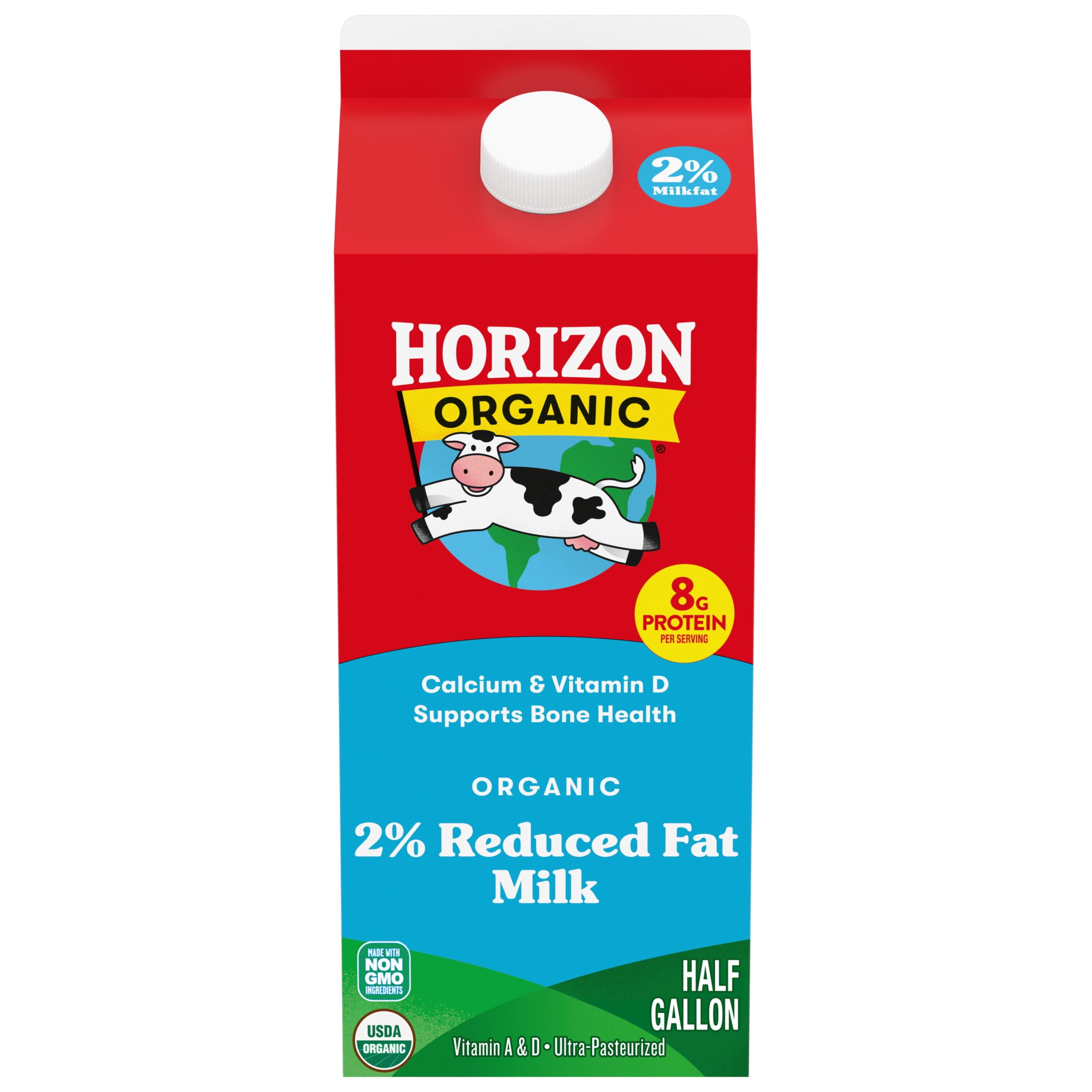 Horizon Organic Vitamin D 2 Percent Milk, Vitamin D Reduced Fat, 64 fl oz Carton