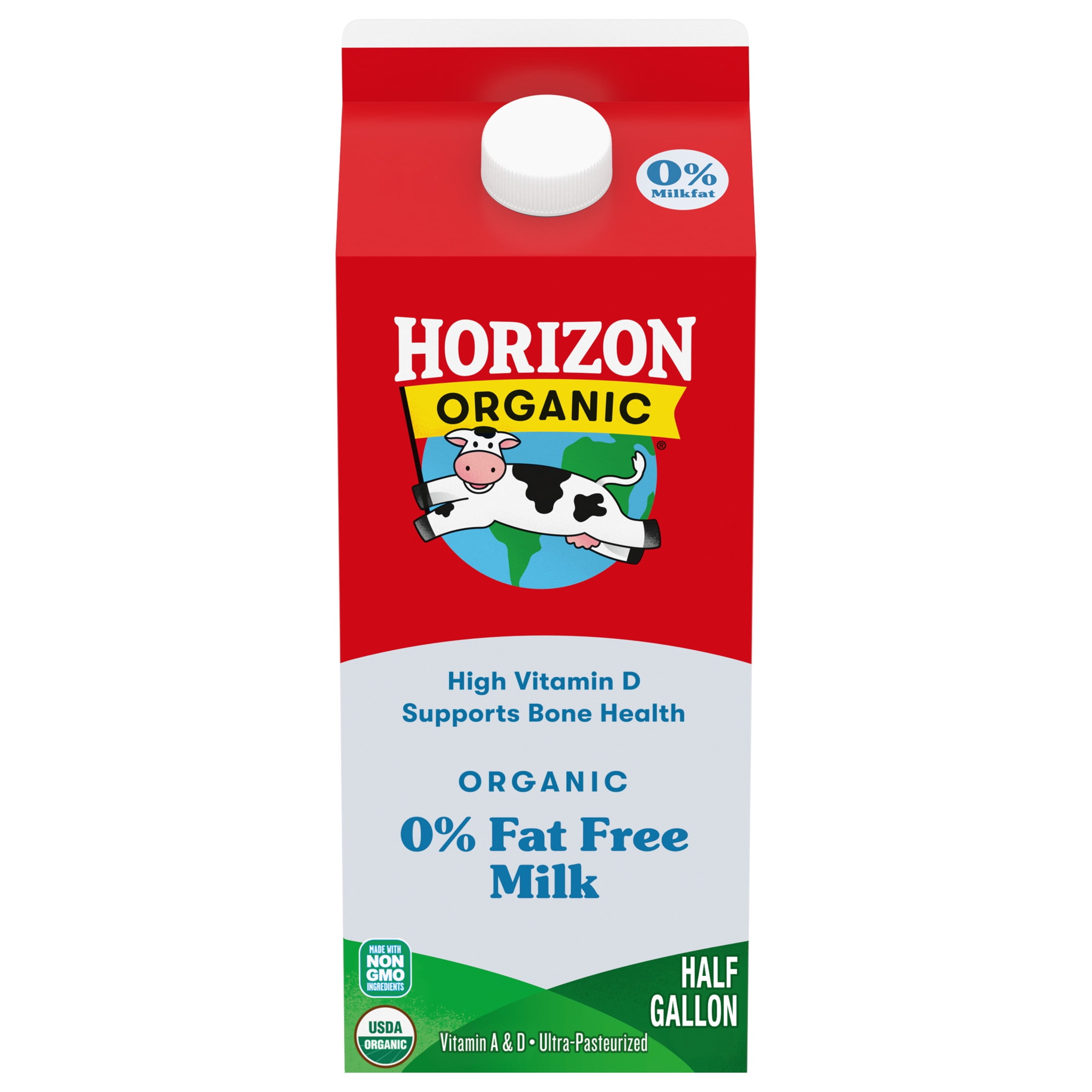 Horizon Organic High Vitamin D Fat Free Milk, High Vitamin D Fat Free, 64 fl oz Carton