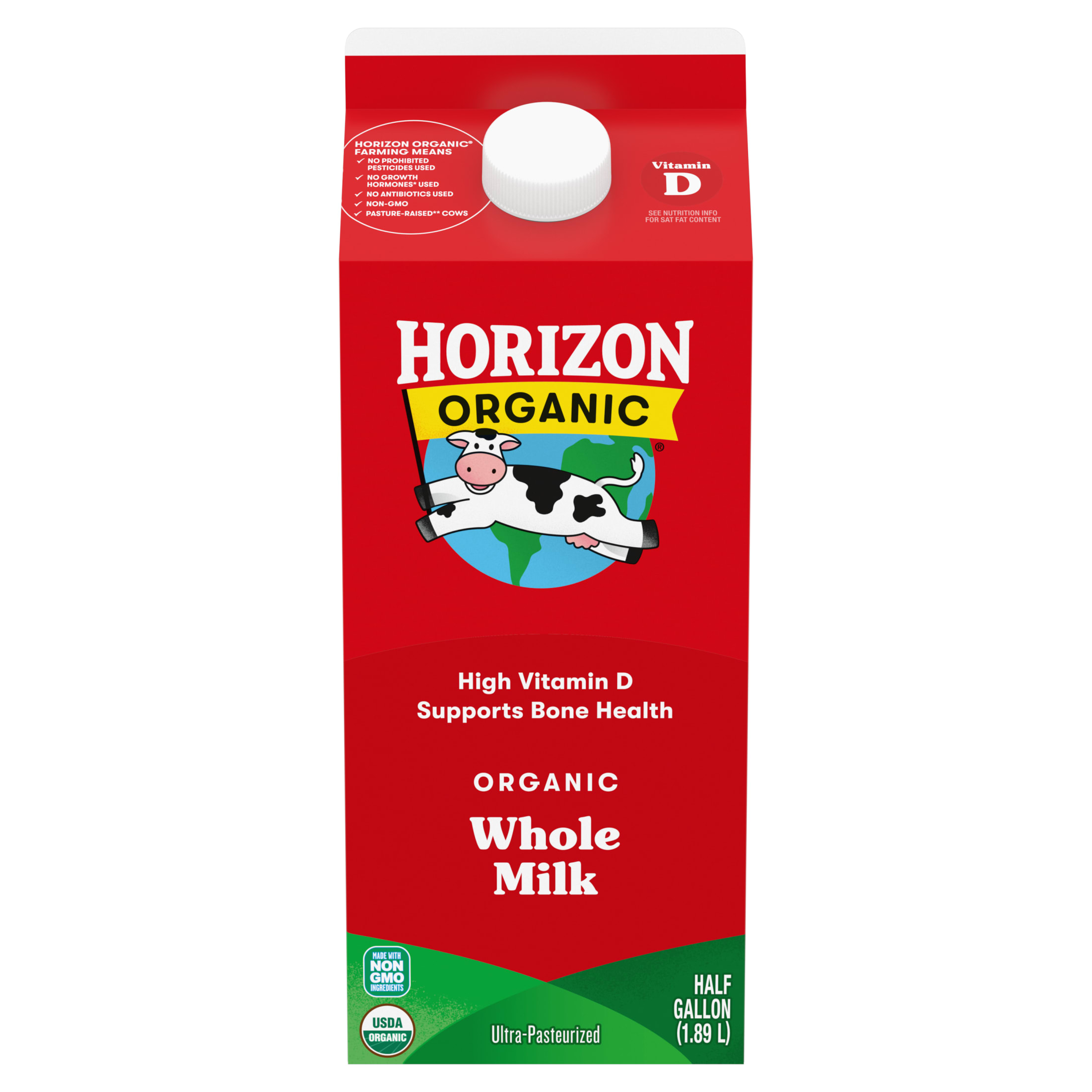 Horizon Organic High Vitamin D Whole Milk, High Vitamin D Whole, 64 fl oz Carton - image 1 of 15