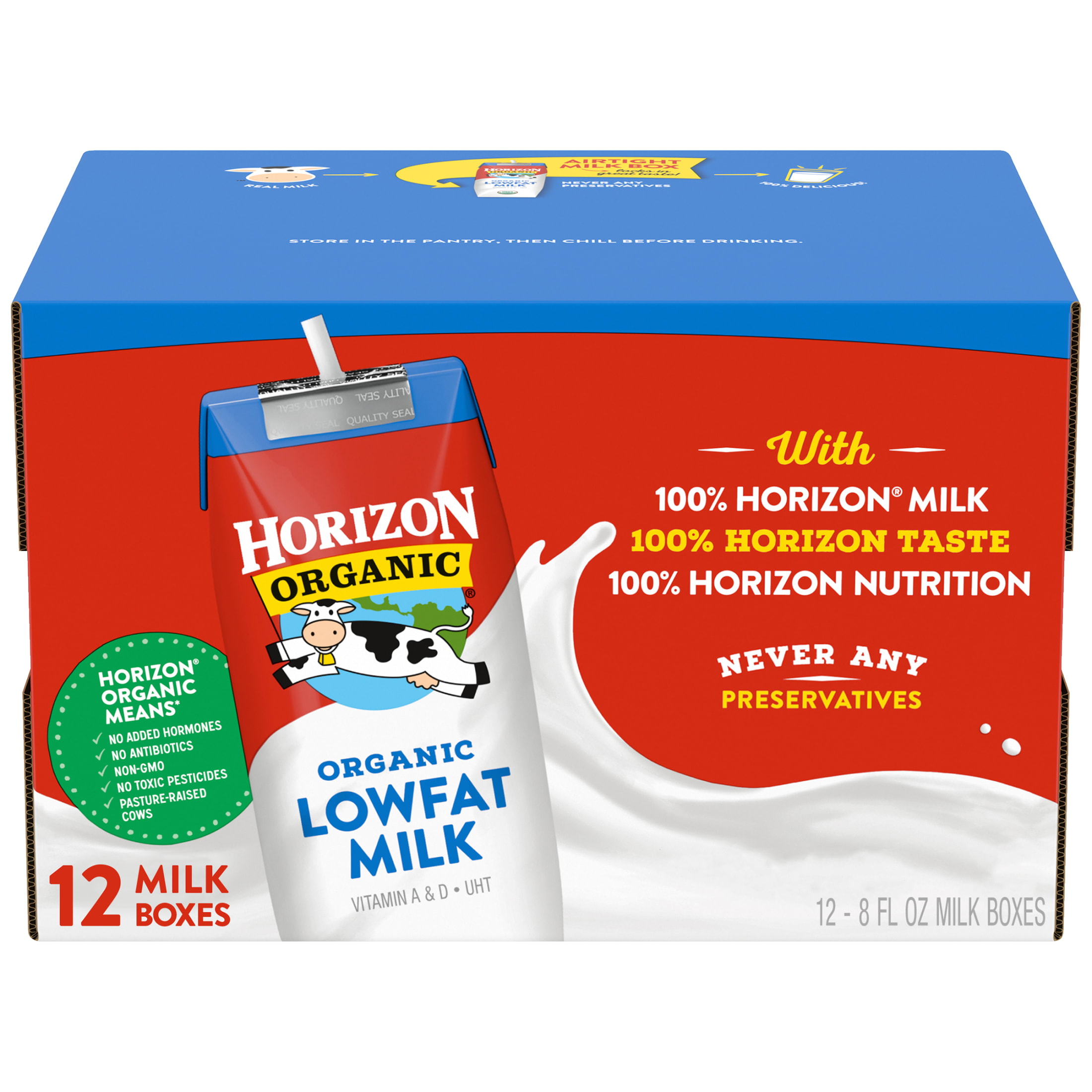 Horizon Organic Shelf-Stable 1% Low Fat Milk Boxes, 8 oz., 12 Pack - image 1 of 11