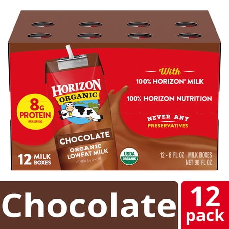 Horizon Organic Shelf Stable 1% Lowfat Chocolate Milk Boxes, 8 fl oz, 12 Count