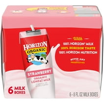 Horizon Organic Shelf-Stable 1% Low Fat Milk Boxes, Strawberry, 8 oz., 6 Pack