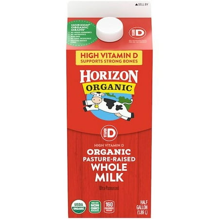 Horizon Organic Whole Milk, 0.5 gallon -- 6 per case.