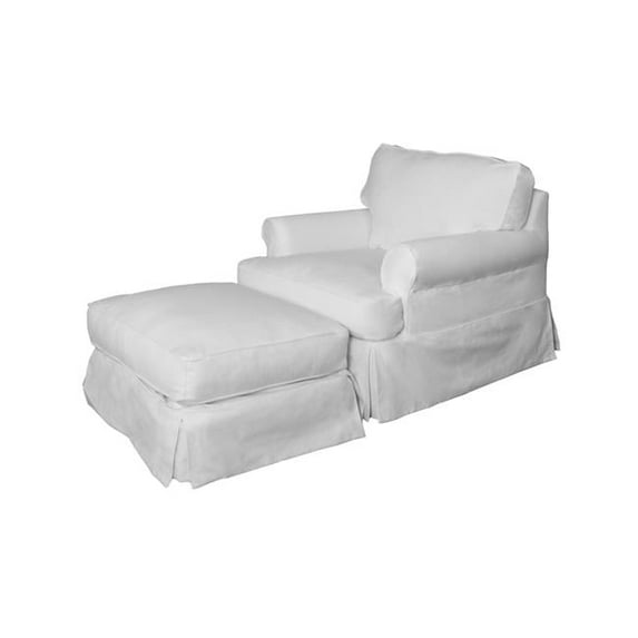 Horizon Slipcovered Chair & Ottoman Peyton Pearl