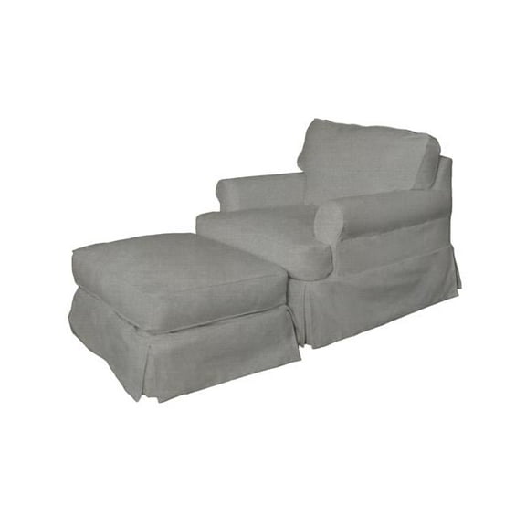 Horizon Slipcovered Chair & Ottoman Peyton Slate