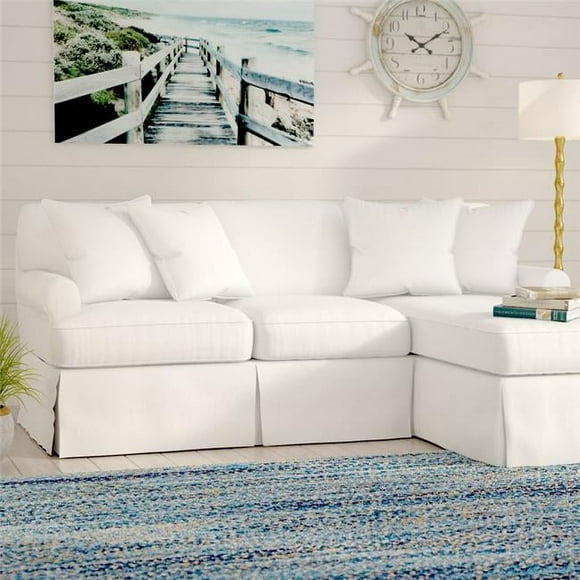 Horizon Slipcovered Sleeper Sofa & Chaise Peyton Pearl