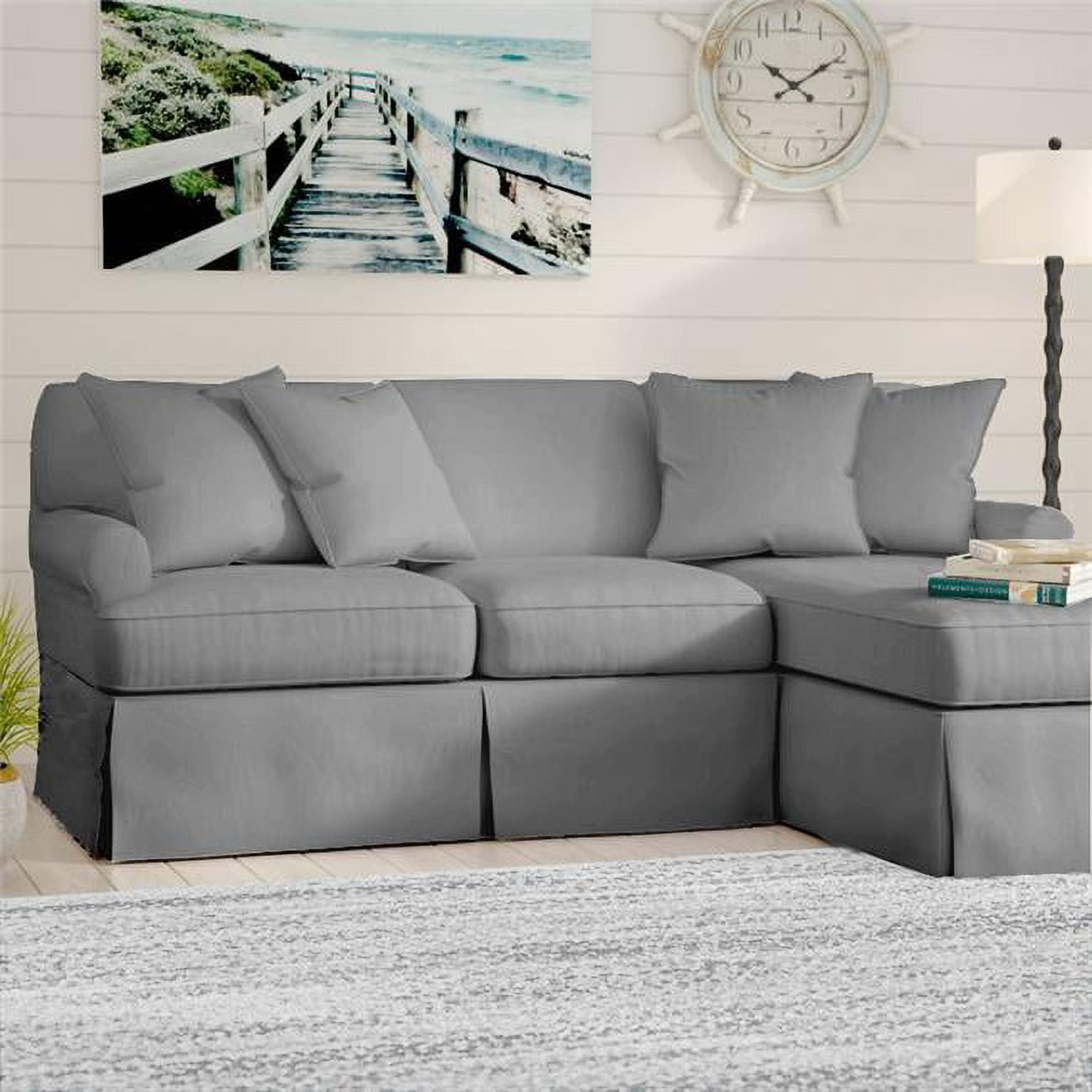 Horizon Slipcovered Sleeper Sofa Chaise Peyton Slate Walmart
