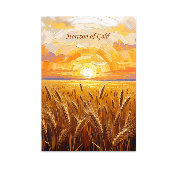 Horizon of Gold Wheat Field Sunset Art - Nature Lover - 13x19 Poster Print